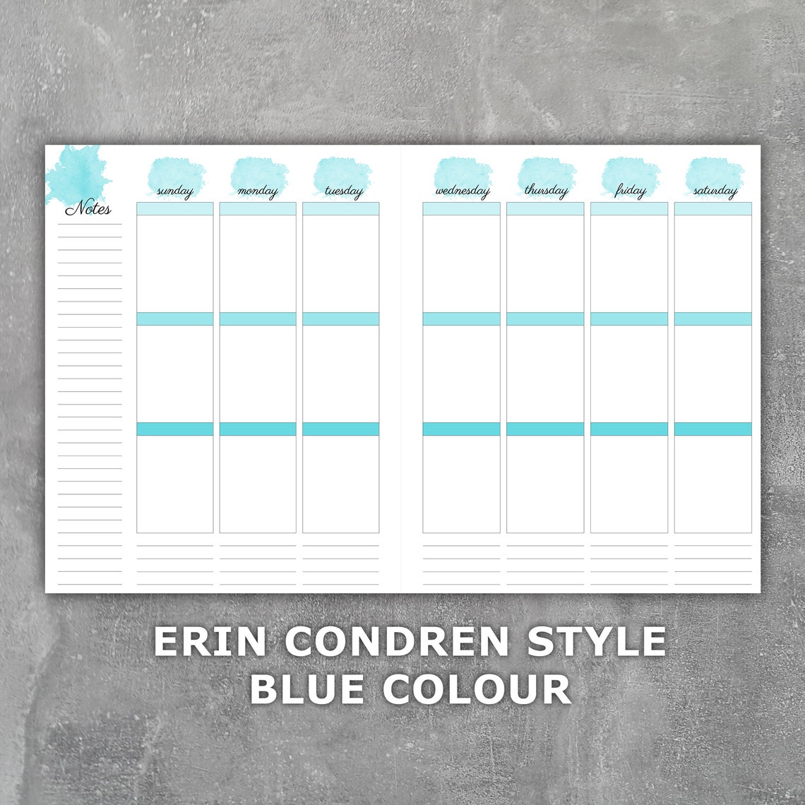 Weekly Planner Printable Erin Condren Style Undated Sunday Start Week ...