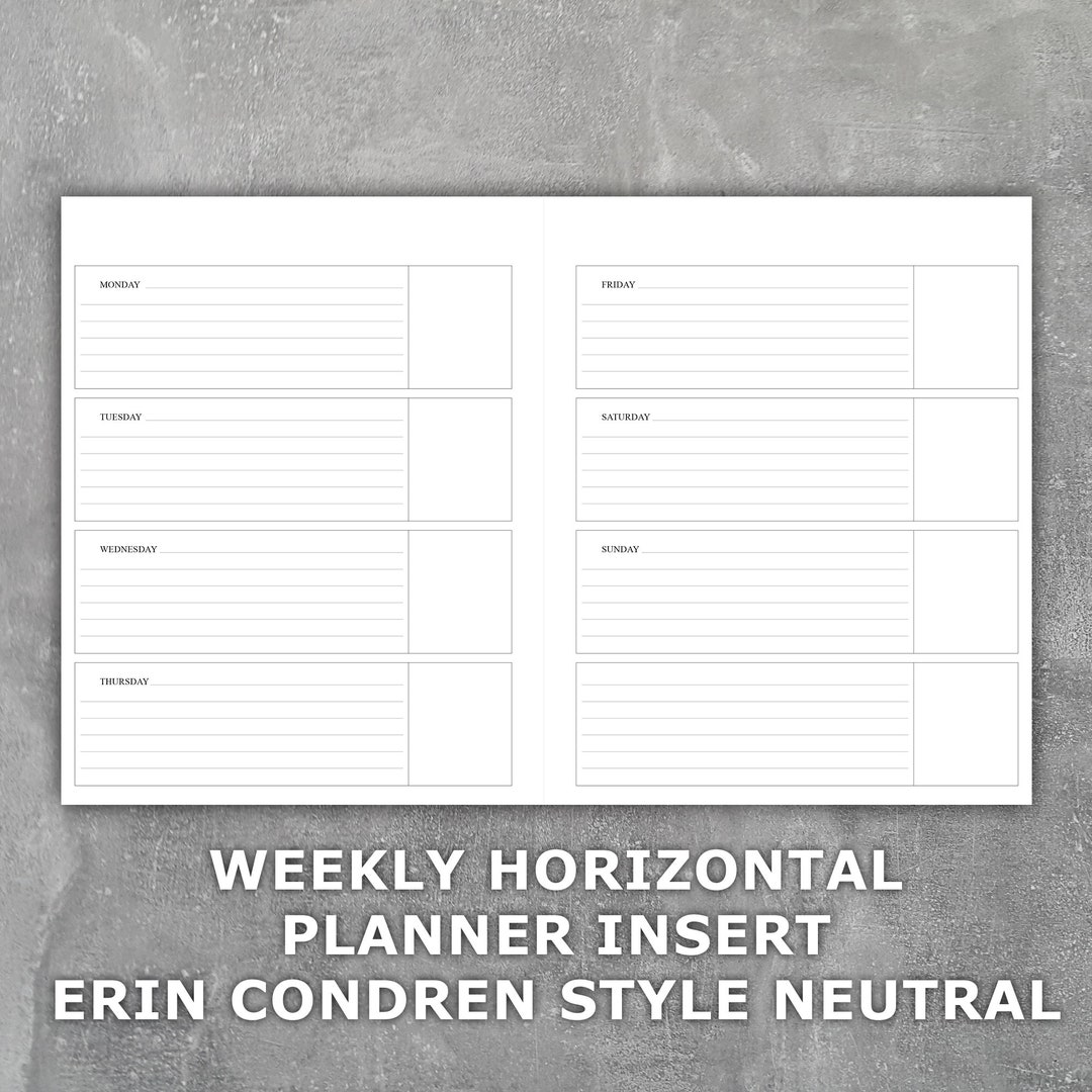 Weekly Planner Printable Erin Condren Horizontal Style Neutral Undated ...