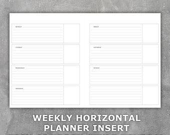 Weekly Planner Printable Erin Condren Horizontal Style Neutral Undated Monday Start- Week on 2 Pages