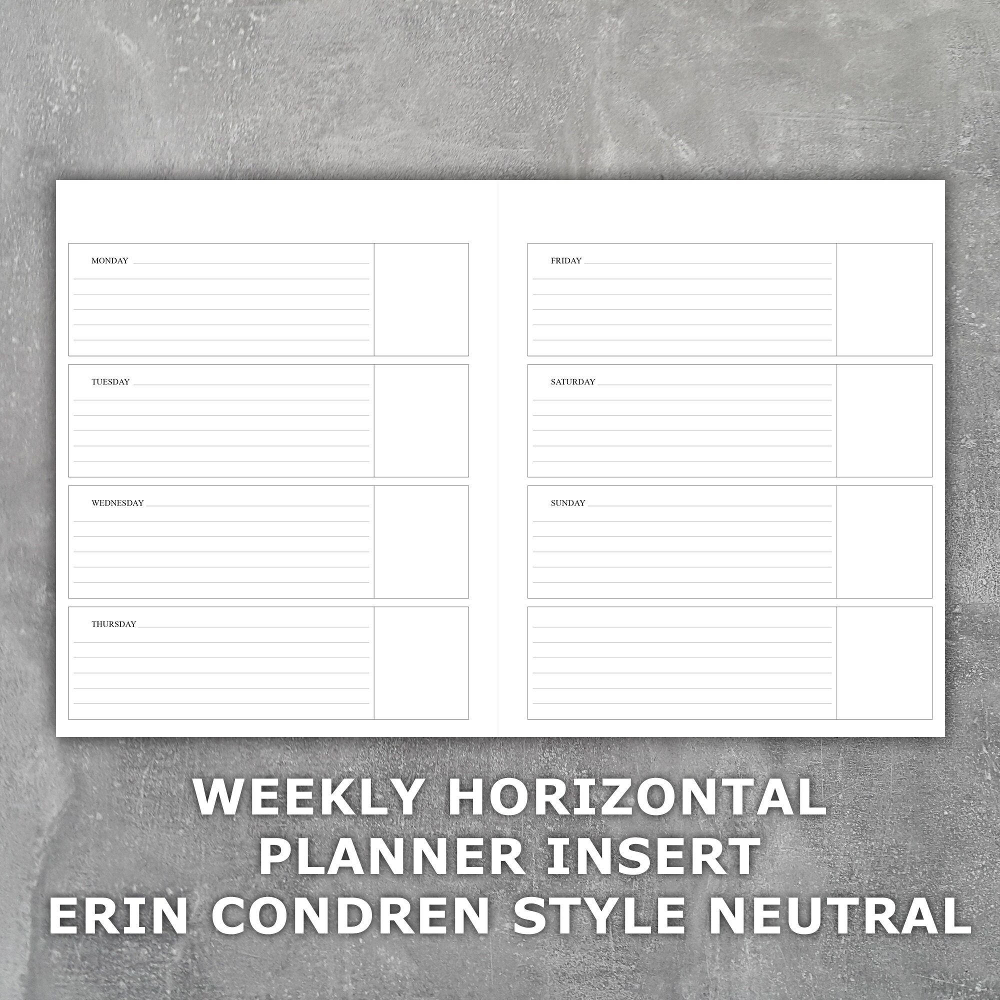 Weekly Planner Printable Erin Condren Horizontal Style Neutral Undated ...