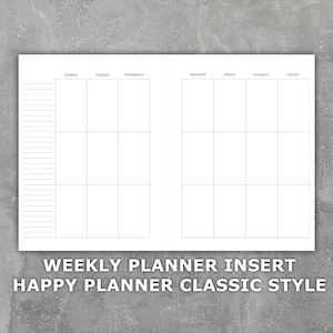 Weekly Planner Printable Insert Happy Planner Classic Style - Undated Monday Start- Week on 2 Pages