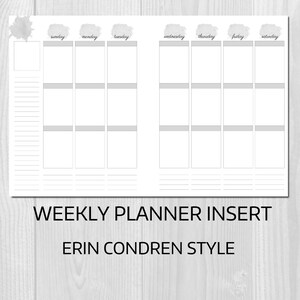 Weekly Planner Printable Erin Condren Style Undated Sunday Start - Week ...