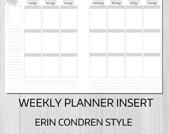 Weekly Planner Printable Erin Condren Style Undated Week on | Etsy