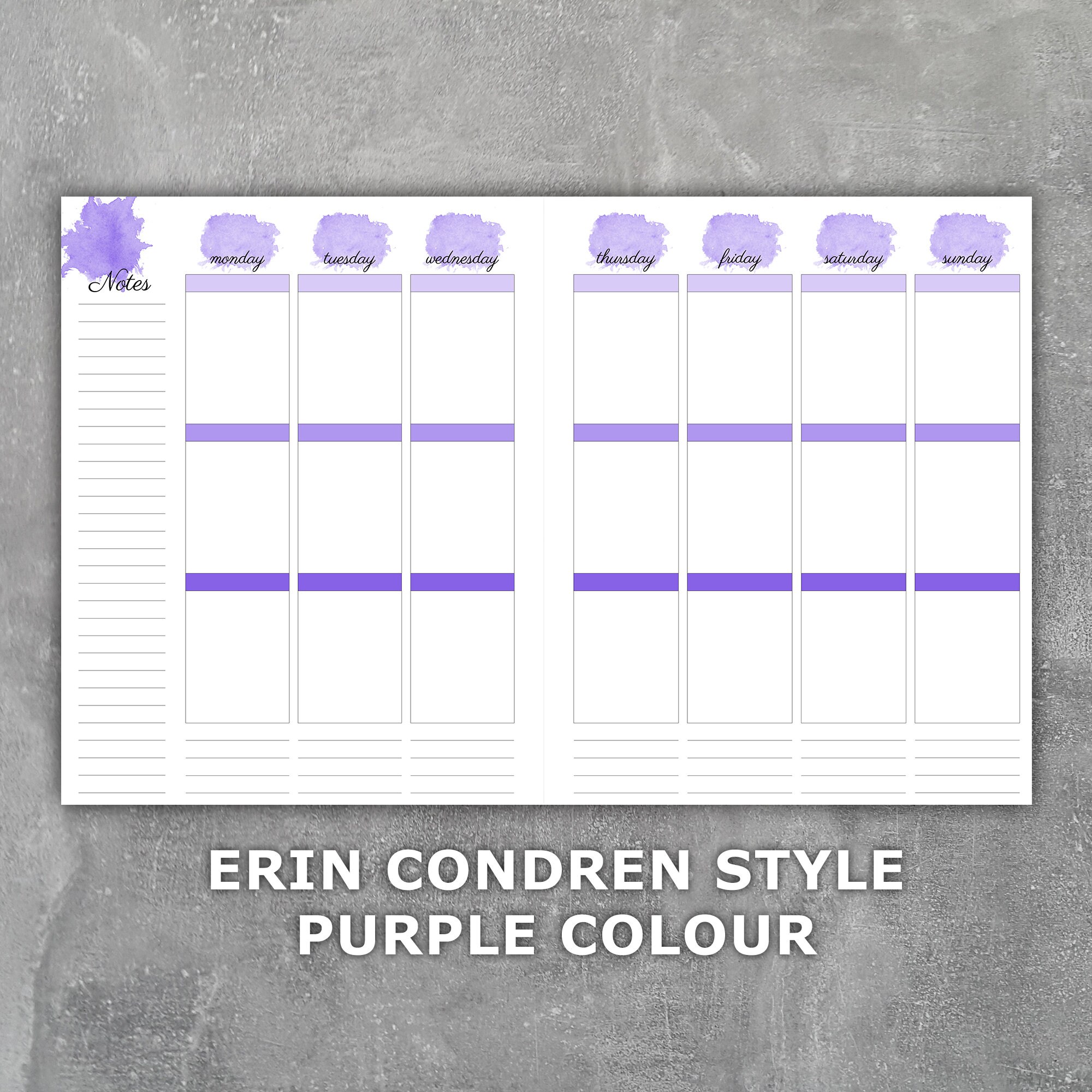 Weekly Planner Printable Erin Condren Style Undated Week on | Etsy