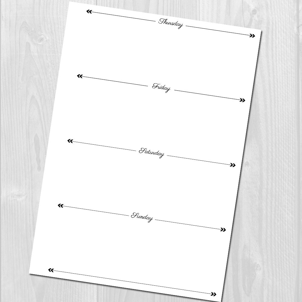 Weekly Planner Printable Horizontal Layout A5 Size Undated - Week on 2 ...