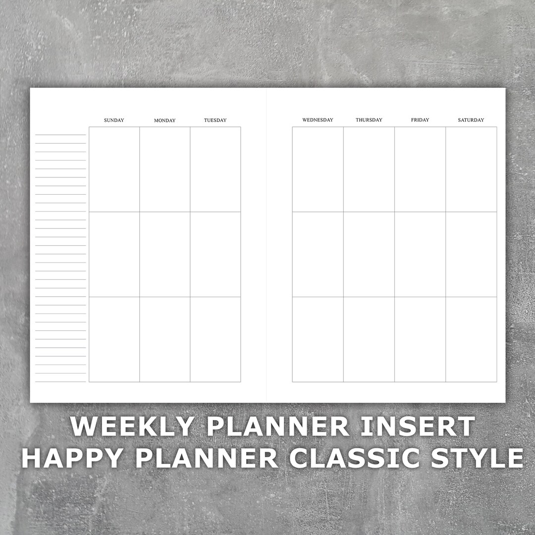 Weekly Planner Printable Insert Happy Planner Classic Style - Undated ...