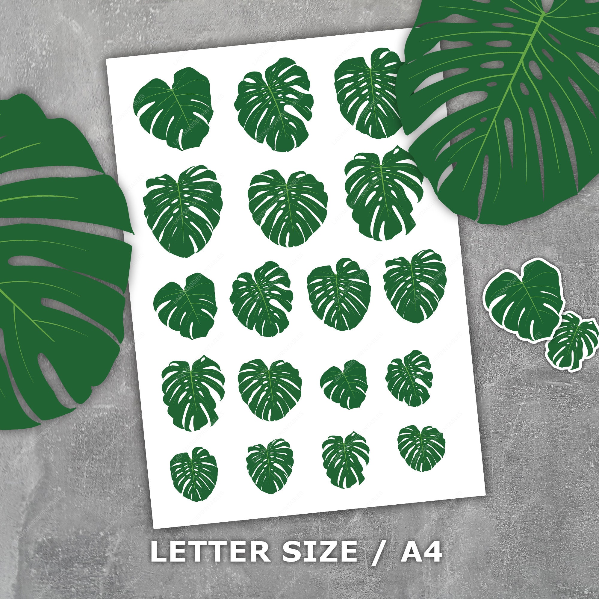 Monstera Leaves Printable Planner Stickers – Letter Size / A4 / PDF ...