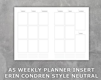 Weekly Planner Printable Erin Condren Style Undated Week on | Etsy