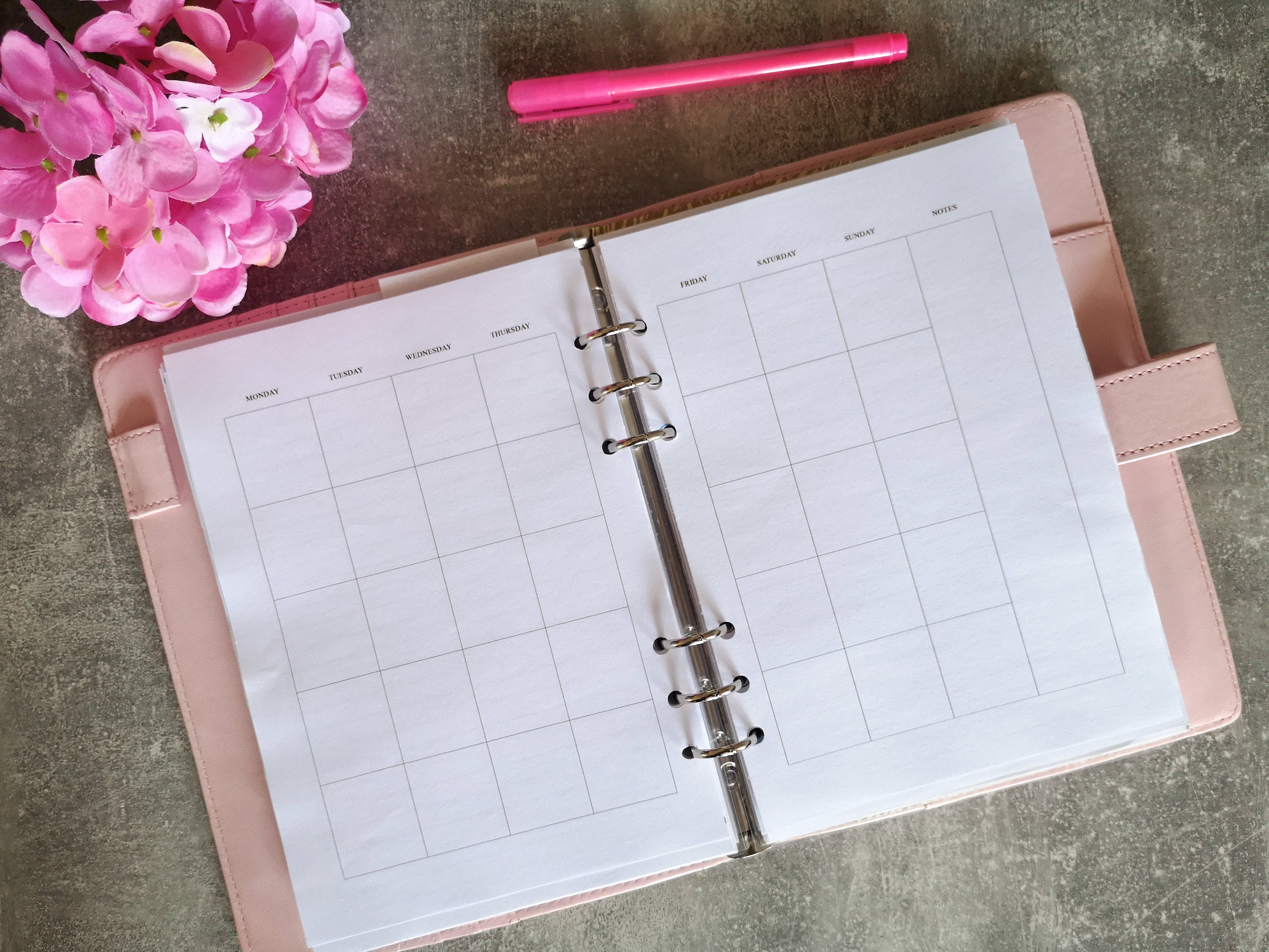 A5 Monthly Planner Printable Insert Neutral Undated Monday Start- Month ...