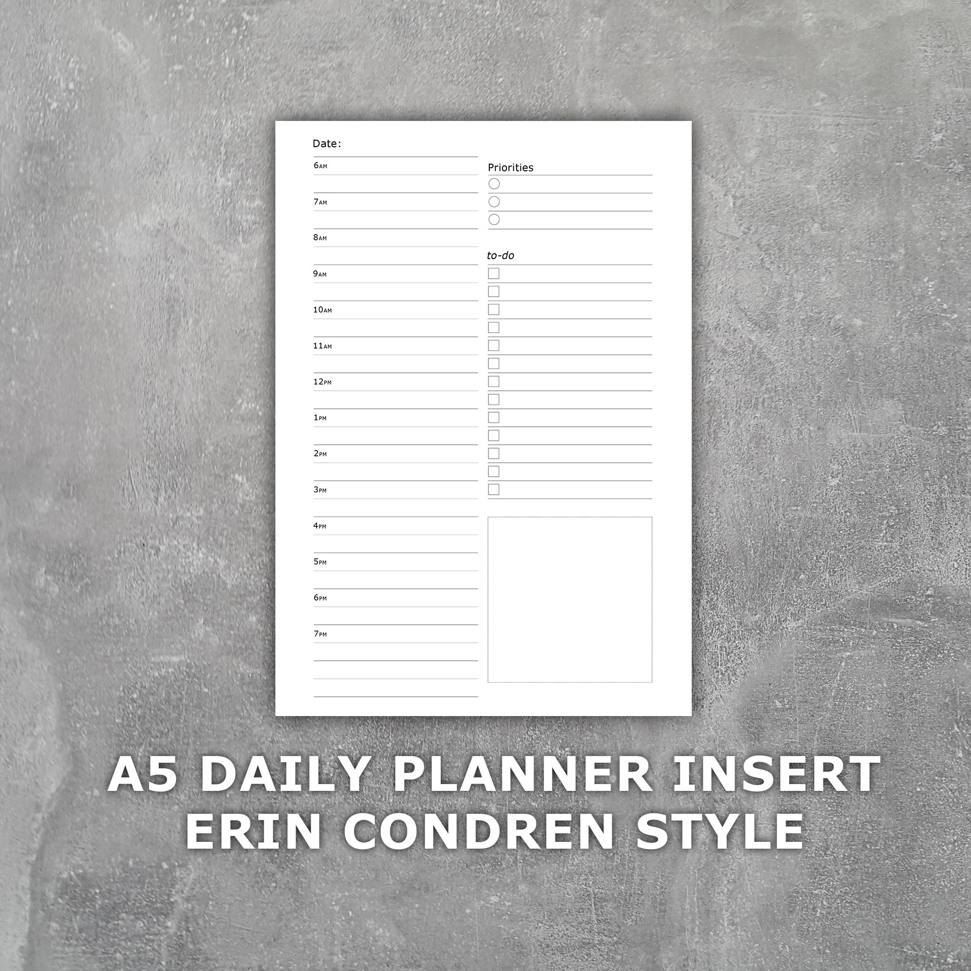A5 Daily Planner Page Printable Erin Condren Style Neutral | Etsy