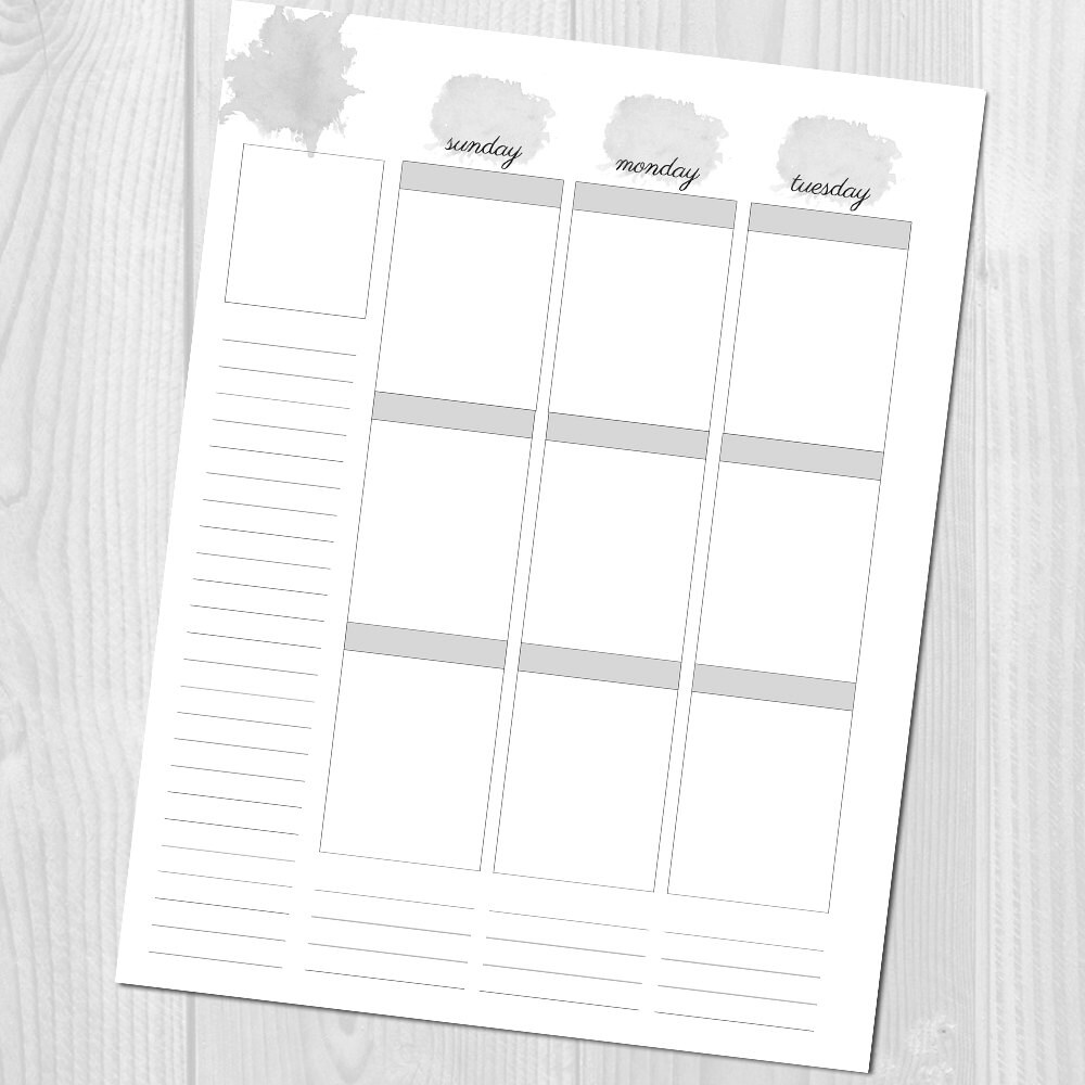 Weekly Planner Printable Erin Condren Style Undated Sunday Start - Week ...