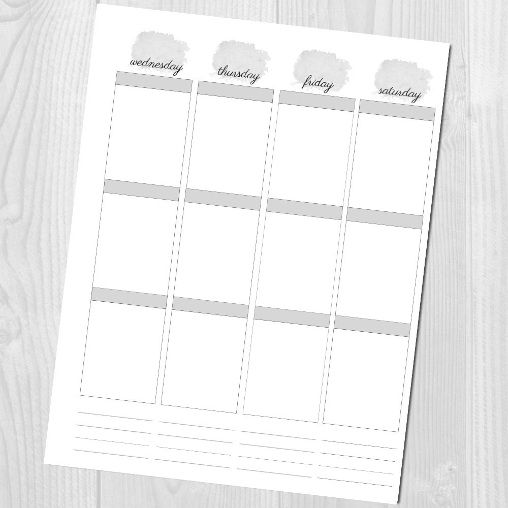 Weekly Planner Printable Erin Condren Style Undated Sunday Start - Week ...