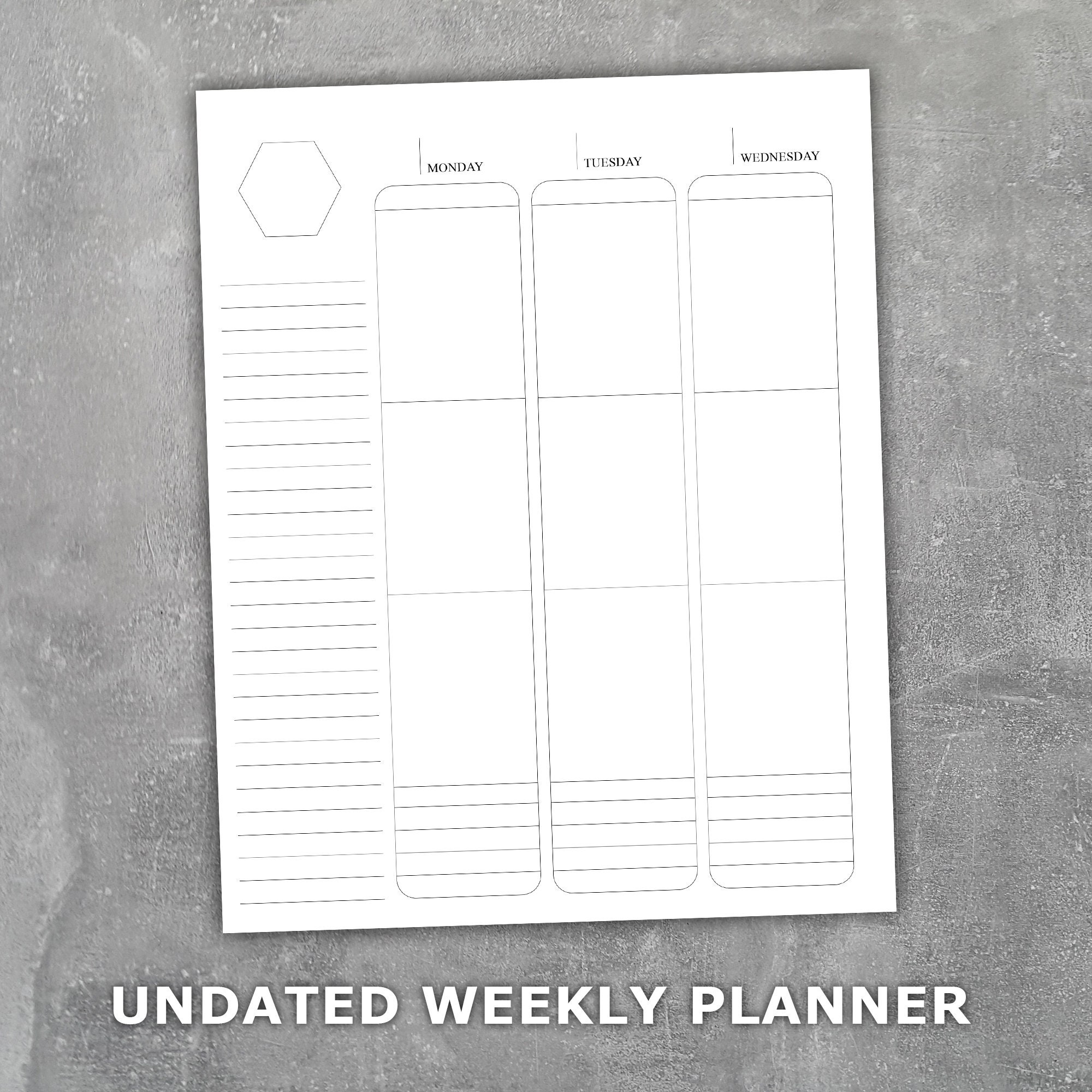 Weekly Planner Printable Erin Condren Style Vertical Neutral Undated ...