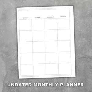 Monthly Planner Printable Insert Erin Condren Style Neutral Undated ...