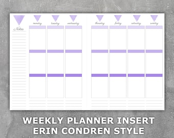 Weekly Planner Printable Erin Condren Style Undated Monday | Etsy
