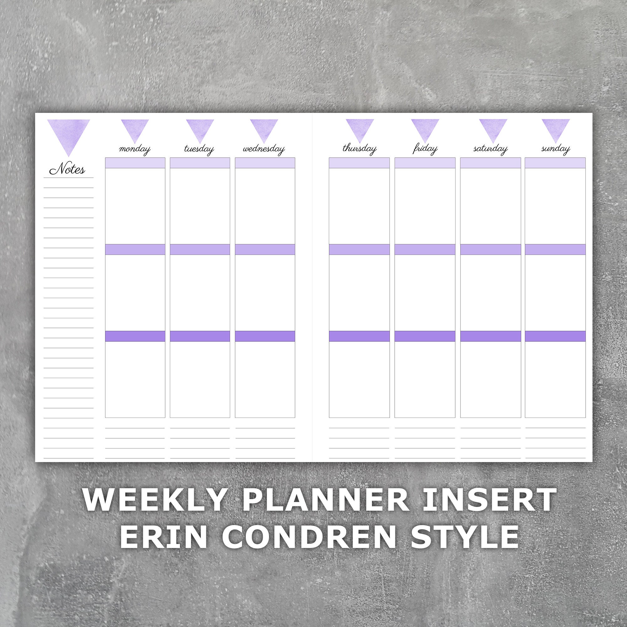 Weekly Planner Printable Erin Condren Style Undated - Week on 2 Pages ...