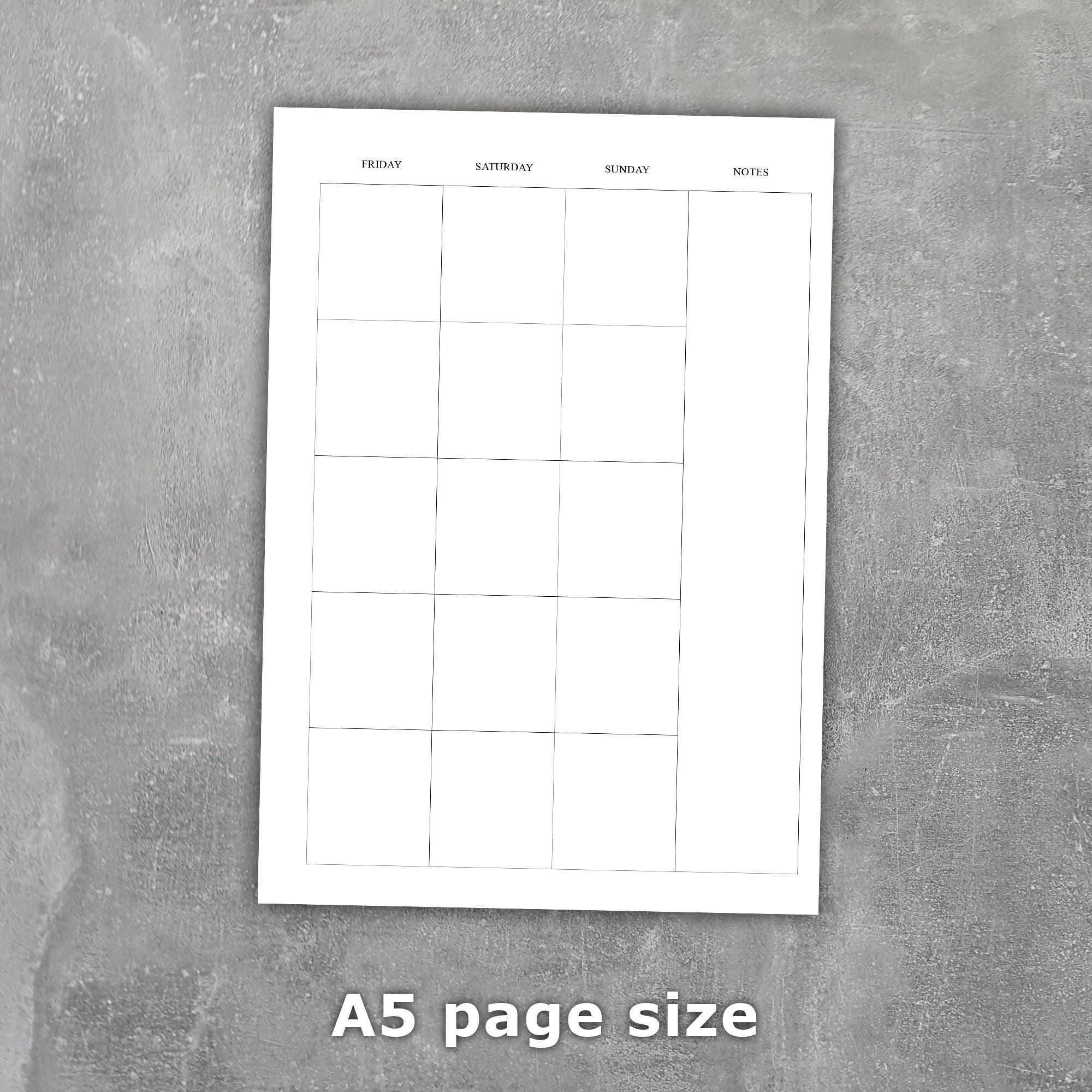 A5 Monthly Planner Printable Insert Neutral Undated Monday Start- Month ...