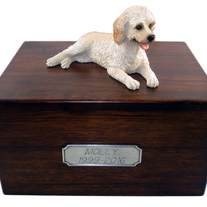 Labradoodle, Cream Beautiful Paulownia Large Personalized Wooden Pet Urns