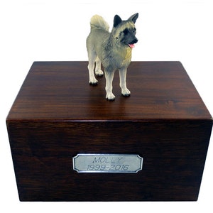 Akita, Gray Beautiful Paulownia Large Personalized Wooden Pet Urns