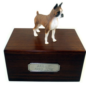 Boxer, Brindle Beautiful Paulownia Medium Personalized Wooden Pet Urns