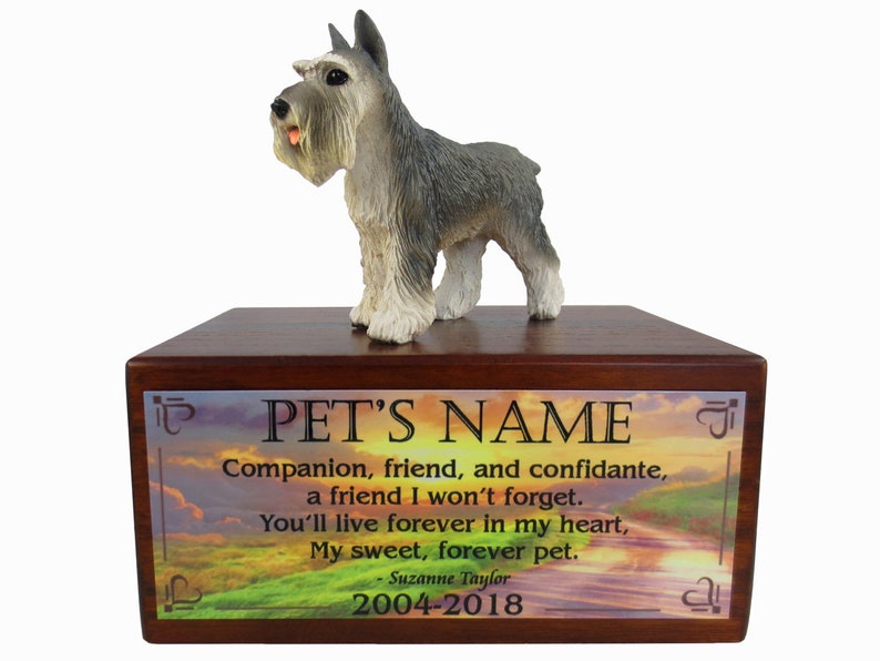 pet and best friend realistic memorial keepsake for your dog Personalized Gray Schnauzer urn