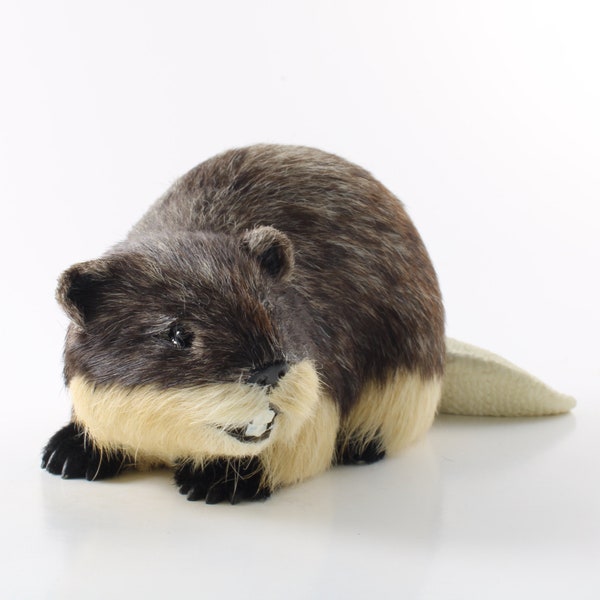 BEAVER FUR FIGURINE Realistic Handmade Sculpture