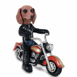 Red Dachshund Motorcycle Doogie Collectable Figurine Harley Style