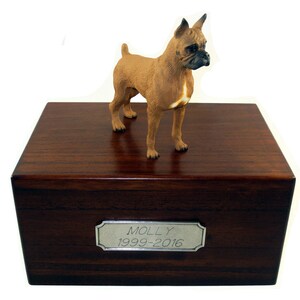 Boxer, Tawny Beautiful Paulownia Medium Personalized Wooden Pet Urns