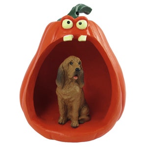 Halloween Decoration Collection with Spooky Pumpkin and Bloodhound Figurine