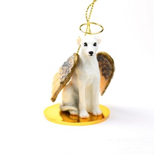 Whippet, White Collectable Hanging Christmas Ornaments