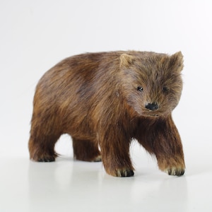 Brown BEAR FUR FIGURINE Realistic Handmade Figurine