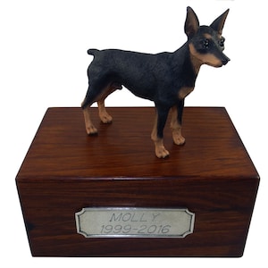 Miniature Pinscher, Tan & Black Beautiful Paulownia Small Personalized Wooden Pet Urns