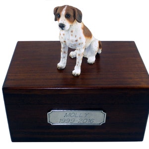Pointer, Brown & White Beautiful Paulownia Medium Personalized Wooden Pet Urns