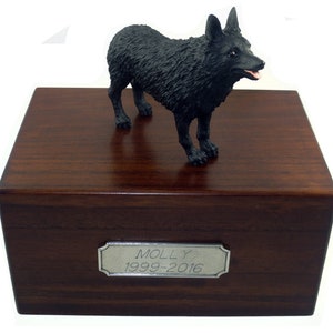 Schipperke Beautiful Paulownia Medium Personalized Wooden Pet Urns