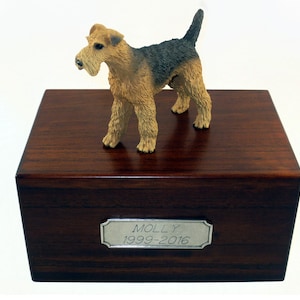 Airdale Terrier Beautiful Paulownia Medium Personalized Wooden Pet Urns