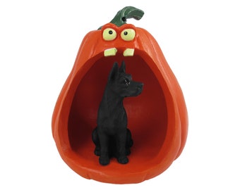 Halloween Decoration Collection with Spooky Pumpkin and Great Dane, Black figurine