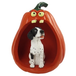 Halloween Decoration Collection with Spooky Pumpkin and Pointer, Black & White Figurine
