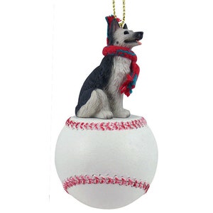 German Shepherd, Black & Silver Sports Ornaments