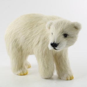 Polar BEAR FUR FIGURINE Realistic Handmade Figurine