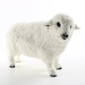 White SHEEP FUR FIGURINE Realistic Handmade Figurine