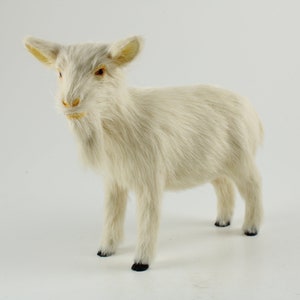 White GOAT FUR FIGURINE Realistic Handmade Figurine