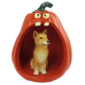 Halloween Decoration Collection with Spooky Pumpkin and Finnish Spitz Figurine