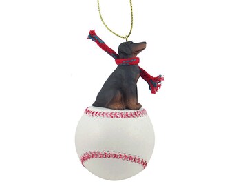 Doberman Uncropped, Red Sports Ornaments