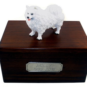 Samoyed Beautiful Paulownia Medium Personalized Wooden Pet Urns