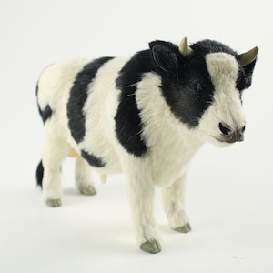 Holstein BULL FUR FIGURINE Realistic Handmade Figurine