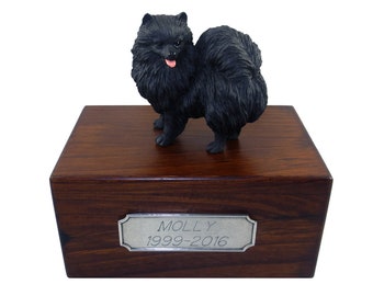 Pomeranian, Black Beautiful Paulownia Small Personalized Wooden
