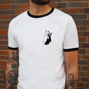 Watch Your Back - Unisex Organic Cotton Ringer T-shirt Snake demon tattoo