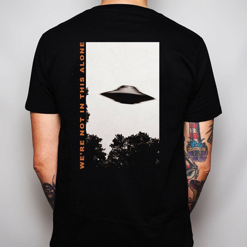 The X-Files Inspired Organic Cotton T-Shirt with UFO Print We Are Not in this Alone Youth of Today Straight Edge Merch image 2