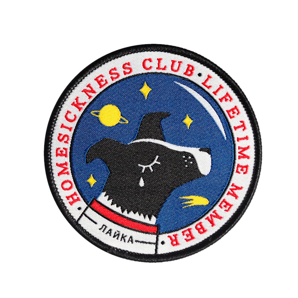 Layka Patch Space Dog Laika Iron-on Woven Patch - Homesickness Club Lifetime Member ...