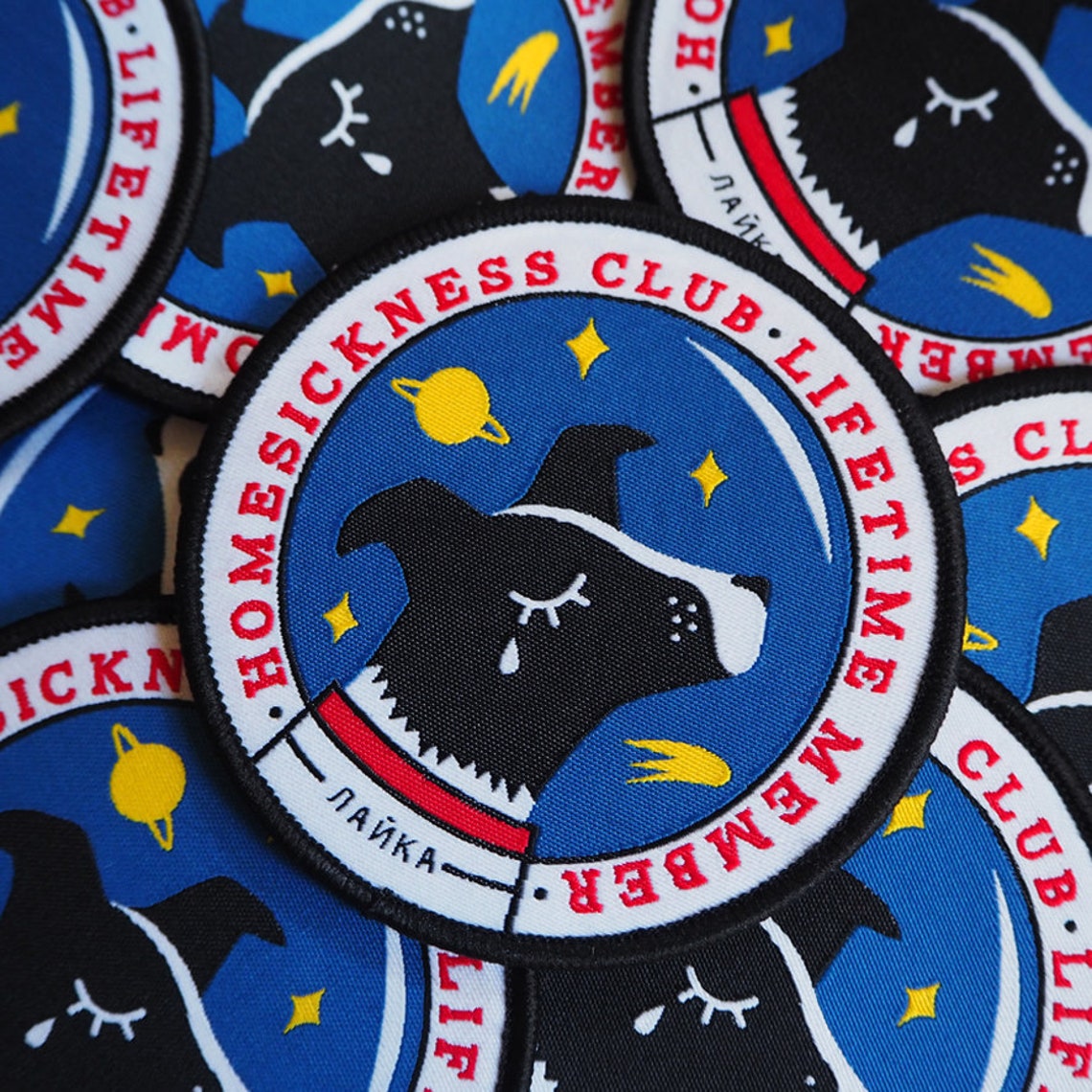 Layka Patch Space Dog Laika Iron-on Woven Patch - Homesickness Club Lifetime Member ...